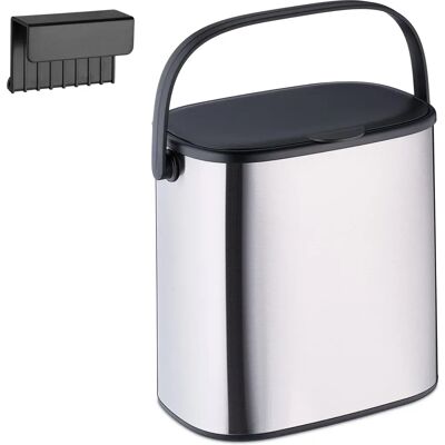 Relaxdays Cubo de Basura Compacto - 5L, Colgante o de Pie, Plata Relaxdays Cubo de Basura Compacto - 5L, Colgante o de Pie, Plata