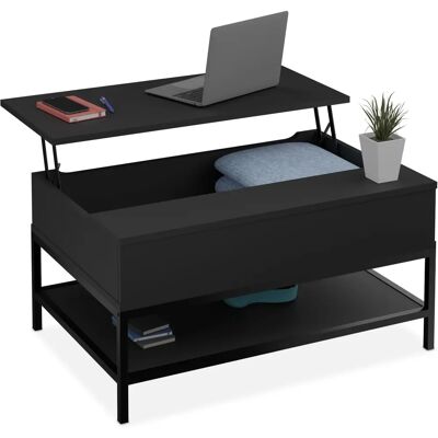 Relaxdays Table Basse Multifonction avec Rangement et Plateau Ajustable - Salon - Publicité Relaxdays Table Basse Multifonction avec Rangement et Plateau Ajustable - Salon - Publicité