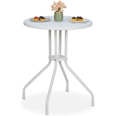 Relaxdays Vit Runt Trädgårdsbord - Rattan Effekt - 73x60cm - Trädgårds- & Terrassmöbler Relaxdays Vit Runt Trädgårdsbord - Rattan Effekt - 73x60cm - Trädgårds- & Terrassmöbler