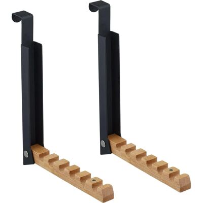 Relaxdays Opvouwbare Deurhaak - 6 Hangers - Metaal & Hout Relaxdays Opvouwbare Deurhaak - 6 Hangers - Metaal & Hout