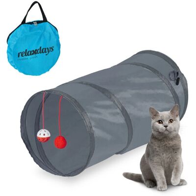 Relaxdays Katten Tunnel - Opvouwbaar, met Speelgoed & Draagtas - Grijs Relaxdays Katten Tunnel - Opvouwbaar, met Speelgoed & Draagtas - Grijs