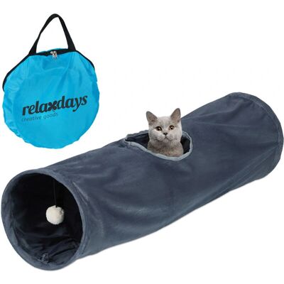 Tunnello per gatti pieghevole grigio con palla - Tunnel per gatti Tunnello per gatti pieghevole grigio con palla - Tunnel per gatti