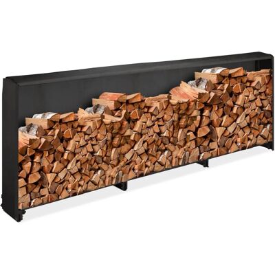 Relaxdays - Eisen Holzregal mit Abdeckung - 110 x 322 x 29 cm - Schwarz Relaxdays - Eisen Holzregal mit Abdeckung - 110 x 322 x 29 cm - Schwarz