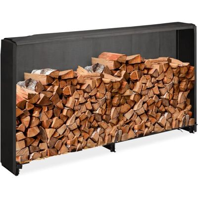 Relaxdays Großer Eisen-Holzregal mit Abdeckung - 110 x 200 x 29 cm Relaxdays Großer Eisen-Holzregal mit Abdeckung - 110 x 200 x 29 cm