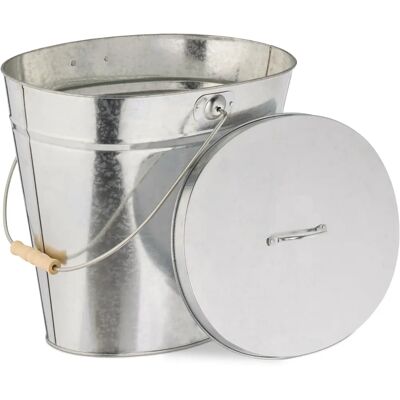 Relaxdays - Seau à cendres avec couvercle, 12L, Accessoire cheminée, acier, argenté - Publicité Relaxdays - Seau à cendres avec couvercle, 12L, Accessoire cheminée, acier, argenté - Publicité