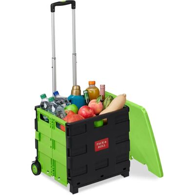 Relaxdays Grüner/Schwarzer Faltbarer Einkaufswagen - Einkaufstrolley Relaxdays Grüner/Schwarzer Faltbarer Einkaufswagen - Einkaufstrolley