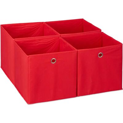 Relaxdays Storage Boxes Set 4 - Foldable Fabric Cubes for Shelves Relaxdays Storage Boxes Set 4 - Foldable Fabric Cubes for Shelves
