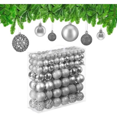 Relaxdays Ensemble de 150 Boules de Noël Argentées - Décoration Arbre - Publicité Relaxdays Ensemble de 150 Boules de Noël Argentées - Décoration Arbre - Publicité