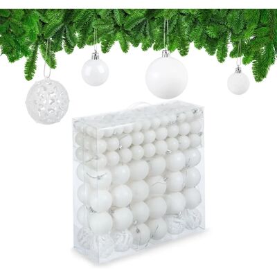 Relaxdays Ensemble de 150 Boules de Noël Blanches - Publicité Relaxdays Ensemble de 150 Boules de Noël Blanches - Publicité