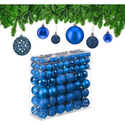 Relaxdays - Ensemble de Boules de Noël - Bleu - 150 pcs - Décoration de Sapin - Publicité Relaxdays - Ensemble de Boules de Noël - Bleu - 150 pcs - Décoration de Sapin - Publicité