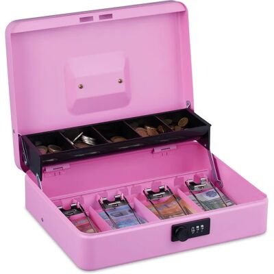 Relaxdays Geldkassette - Sicheres 3-stelliges Zahlenschloss, Münzschale, 4 Fächer Relaxdays Geldkassette - Sicheres 3-stelliges Zahlenschloss, Münzschale, 4 Fächer