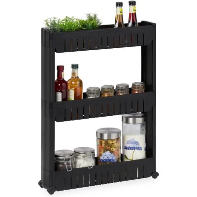 Relaxdays Carrito de almacenamiento con 3 estantes - Negro Relaxdays Carrito de almacenamiento con 3 estantes - Negro