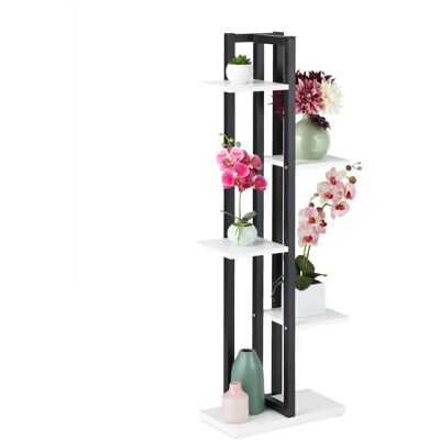 Prateleira de plantas em aço, 5 prateleiras, 117x43x22cm, Preto e Branco - Suporte para Plantas Prateleira de plantas em aço, 5 prateleiras, 117x43x22cm, Preto e Branco - Suporte para Plantas