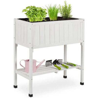 Relaxdays Fir Wood Elevated Flower Box - 80x74x38cm - White - Garden Planter Relaxdays Fir Wood Elevated Flower Box - 80x74x38cm - White - Garden Planter