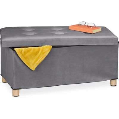 Relaxdays Storage Ottoman Velvet Dark Gray Relaxdays Storage Ottoman Velvet Dark Gray