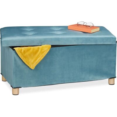 Relaxdays Velvet Storage Ottoman - 34x76x38cm - Turquoise Relaxdays Velvet Storage Ottoman - 34x76x38cm - Turquoise