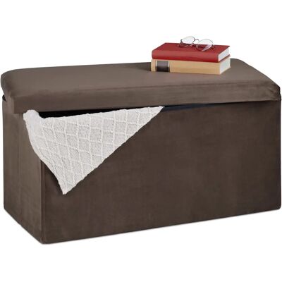 Relaxdays Panca in Velluto - 80L - Marrone - Spazio e Seduta Relaxdays Panca in Velluto - 80L - Marrone - Spazio e Seduta