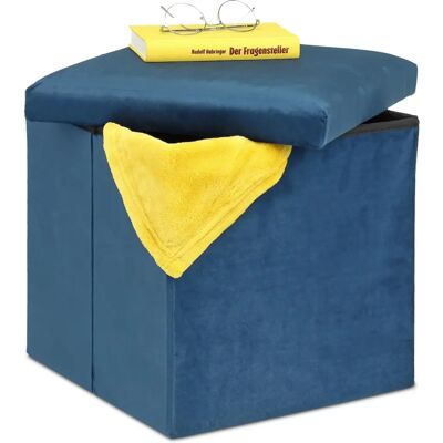 Relaxdays Pouf Pieghevole Blu con Scomparto - Pouf con Spazio di Stoccaggio Relaxdays Pouf Pieghevole Blu con Scomparto - Pouf con Spazio di Stoccaggio