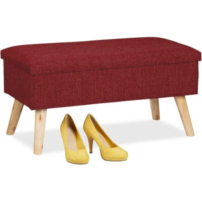 Relaxdays Banc de Rangement avec Couvercle - Design en Bois et Lin - Publicité Relaxdays Banc de Rangement avec Couvercle - Design en Bois et Lin - Publicité