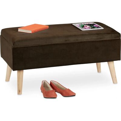 Relaxdays Storage Ottoman - Velvet Cover, 40L, Padded Seat Relaxdays Storage Ottoman - Velvet Cover, 40L, Padded Seat