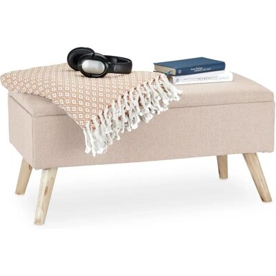 Relaxdays Förvaringsbänk beige - Tyg-Trä-MDF, 39,5x79,5x39,5cm Relaxdays Förvaringsbänk beige - Tyg-Trä-MDF, 39,5x79,5x39,5cm