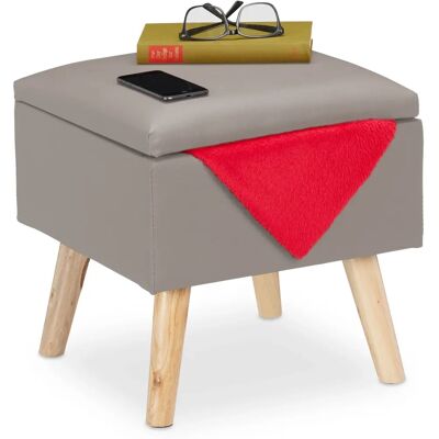 Relaxdays Foot Stool - Faux Leather, Grey, 40x40x40cm - Foot Stool Relaxdays Foot Stool - Faux Leather, Grey, 40x40x40cm - Foot Stool