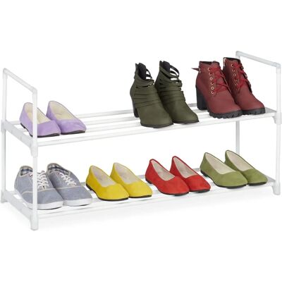 Relaxdays Estantería de Zapatos en Metal - 2 Estantes - Blanco Relaxdays Estantería de Zapatos en Metal - 2 Estantes - Blanco