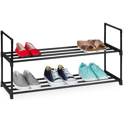 Relaxdays Estantería de Zapatos en Metal - 2-4 Estantes, Acero y Plástico, Negro Relaxdays Estantería de Zapatos en Metal - 2-4 Estantes, Acero y Plástico, Negro