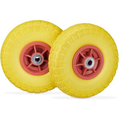 Relaxdays Gelb-Rote Wagenräder 4.1/3.5-4 Robuste Reifen Relaxdays Gelb-Rote Wagenräder 4.1/3.5-4 Robuste Reifen