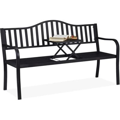 Relaxdays Gartensitzbank mit Tisch - 3-Sitzer, Faltbar, Schwarz Relaxdays Gartensitzbank mit Tisch - 3-Sitzer, Faltbar, Schwarz