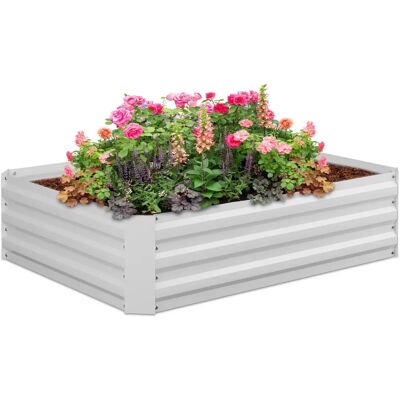 Relaxdays Metal Garden Bed - 30x120x90cm - White - Raised Bed for Vegetables & Flowers Relaxdays Metal Garden Bed - 30x120x90cm - White - Raised Bed for Vegetables & Flowers
