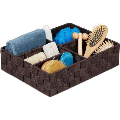 Relaxdays Organizador de Baño - 5 Compartimentos, Efecto Trenzado, Marrón - Almacenamiento de Baño Relaxdays Organizador de Baño - 5 Compartimentos, Efecto Trenzado, Marrón - Almacenamiento de Baño