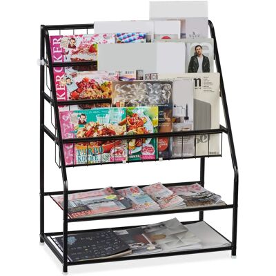 Relaxdays Metallmagazinhalter - 81x67x37cm - Schwarz Relaxdays Metallmagazinhalter - 81x67x37cm - Schwarz