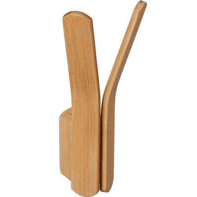 Relaxdays Bambus Wandhaken - Doppel - 15x6,5cm - Wandhaken Relaxdays Bambus Wandhaken - Doppel - 15x6,5cm - Wandhaken