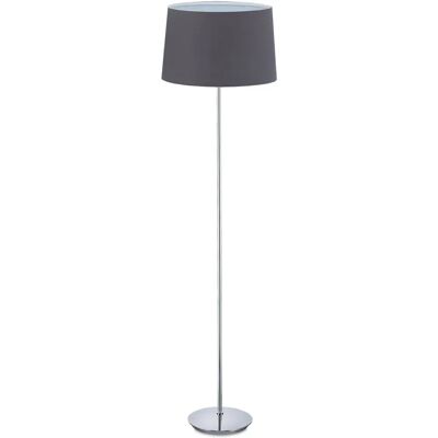 RELAXDAYS Lámpara de Pie Cromada - Pantalla de Tela - 148.5cm - E27 - Gris RELAXDAYS Lámpara de Pie Cromada - Pantalla de Tela - 148.5cm - E27 - Gris