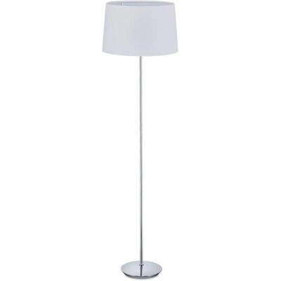 Relaxdays Weiße Textil Stehlampe mit Chromfuß - Stehleuchte Relaxdays Weiße Textil Stehlampe mit Chromfuß - Stehleuchte