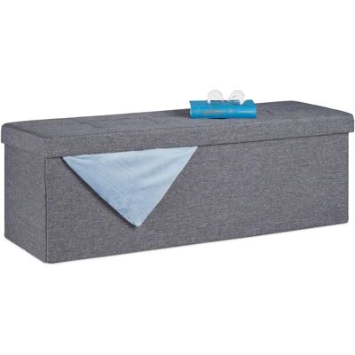Relaxdays Banco de almacenamiento con tapa - 130L, Gris Oscuro Relaxdays Banco de almacenamiento con tapa - 130L, Gris Oscuro