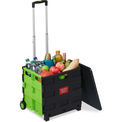 Relaxdays Grön/Svart Teleskopshoppingvagn - Shoppingvagn Relaxdays Grön/Svart Teleskopshoppingvagn - Shoppingvagn