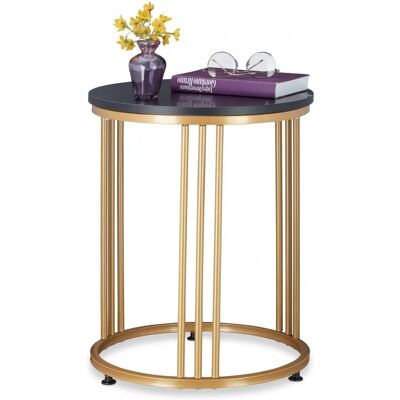 RELAXDAYS Stolik boczny - Okrągły z efektem marmuru MDF - Stabilna stalowa rama - 51x41cm RELAXDAYS Stolik boczny - Okrągły z efektem marmuru MDF - Stabilna stalowa rama - 51x41cm