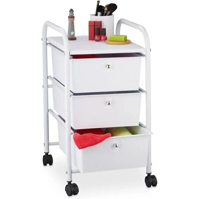 Relaxdays Storage Cart with 3 Drawers - Multiuse White Relaxdays Storage Cart with 3 Drawers - Multiuse White