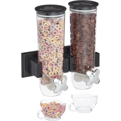 Relaxdays Double Wall-Mounted Cereal Dispenser - Space-saving, Hand-cleanable Relaxdays Double Wall-Mounted Cereal Dispenser - Space-saving, Hand-cleanable