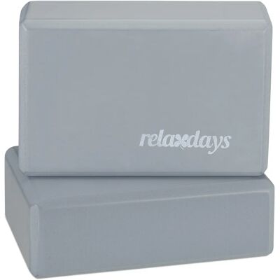 RELAXDAYS Yoga Blocks Set - Foam, Non-slip, Gray RELAXDAYS Yoga Blocks Set - Foam, Non-slip, Gray