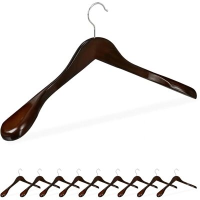 Relaxdays Houten Kleerhangers - Brede Schouders, 360° Draaihaak, 10 stuks Relaxdays Houten Kleerhangers - Brede Schouders, 360° Draaihaak, 10 stuks