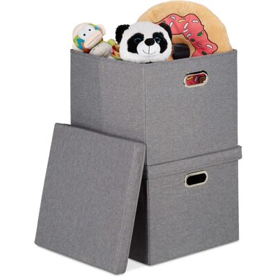 Relaxdays Aufbewahrungsboxen Set 2 - 34x43x43 cm - Grau Relaxdays Aufbewahrungsboxen Set 2 - 34x43x43 cm - Grau