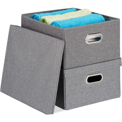 Relaxdays Aufbewahrungsset mit 2 Boxen - Grau Relaxdays Aufbewahrungsset mit 2 Boxen - Grau