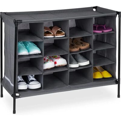Relaxdays Zapatero de Tela - 16 Compartimentos, Camping, 65x84x37 cm - Gris Relaxdays Zapatero de Tela - 16 Compartimentos, Camping, 65x84x37 cm - Gris