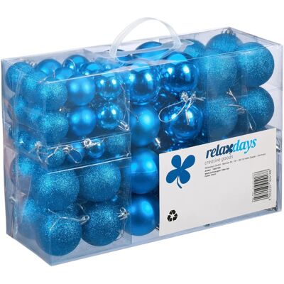 Relaxdays Boules de Noël Bleu-Pétrole - Lot de 100 - Type Noël - Publicité Relaxdays Boules de Noël Bleu-Pétrole - Lot de 100 - Type Noël - Publicité