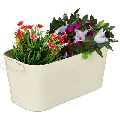 Relaxdays Gartenblumenkübel - Vintage Metall Rechteckig 16x38x19cm - Creme Relaxdays Gartenblumenkübel - Vintage Metall Rechteckig 16x38x19cm - Creme