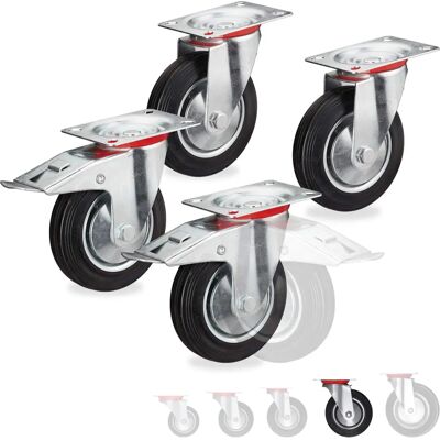 Relaxdays Schwerlastrollen - 160mm, 4 Stück, 2 mit Bremse Relaxdays Schwerlastrollen - 160mm, 4 Stück, 2 mit Bremse
