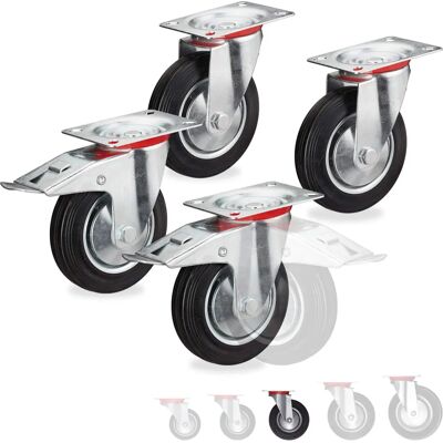 Relaxdays Ruote Girevoli Set 4 Carico Pesante 360° con Freni Relaxdays Ruote Girevoli Set 4 Carico Pesante 360° con Freni